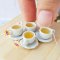 Dollhouse Miniatures Hot Tea in Ceramic Cups Saucer Drink Beverage Lot x4