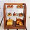 Dollhouse Miniature Showcase with 21 Bakery Bread Pie Tart on Wood Wooden Cabinet Furniture Bakery Display Decoration