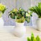 3x Green Caladium Monstera Clay Plant in Ceramic Vase Jar Pot Dollhouse Miniature Fairy Garden Decoration Tiny Handmade