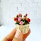 Dollhouse Miniatures Clay Colorful Rose Flower in Wicker Basket