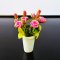 4x Mini Pink Rose Clay Flowers in Ceramic Vase Dollhouse Miniature Fairy Garden Supply Decoration