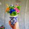 10x Colorful Morning Glories Clay Flowers in Ceramic Vase Jar Pot Dollhouse Miniature Fairy Garden Decoration