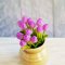 3x Light Purple Violet Colorful Tulip Clay Flowers in Ceramic Vase Jar Pot Dollhouse Miniature Fairy Garden Decoration