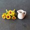 2x Mini Sunflowers Clay Flowers in Ceramic Vase Pitcher Dollhouse Miniature Fairy Garden Decoration