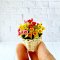 Dollhouse Miniatures Clay Flower Colorful Gazania in Wicker Basket