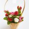 6 Mini Clay Rose Flowers in Bamboo Basket Dollhouse Miniature Fairy Garden Room Valentine Decoration