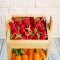 Mini Carrot Strawberry Pumpkin in Wood Crate Shelves ,Dollhouse Miniature, Vegetable,Miniature Handmade, Groceries Decoration , Fairy Garden