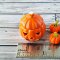 Mini Pumpkin in Ceramic Pumpkin Pot Halloween Decoration