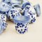 10x Mini Ceramic Blue Vine Art Painted Pot Dollhouse Miniatures Garden Supply Lot