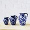 Set 3 Pieces of Ceramic Blue Hand Painted Vase Jar Pot Dollhouse Miniatures Flower Supply