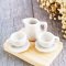 5 Pieces Dollhouse Miniatures White Ceramic Coffee Tea Cup Set Doll Mini Pitcher Saucer