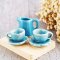 5 Pieces Dollhouse Miniatures Blue Ceramic Coffee Tea Cup Set Doll Mini Pitcher Saucer
