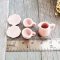 5 Pieces Dollhouse Miniatures Pink Ceramic Coffee Tea Cup Set Doll Mini Pitcher Saucer