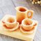 5 Pieces Dollhouse Miniatures Orange Ceramic Coffee Tea Cup Set Doll Mini Pitcher Saucer
