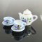 Dollhouse Miniatures Ceramic Coffee Tea Cup Set Hand Painted Purple Floral Decor