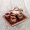 Dark Brown Ceramic Teapot Tea Cup Set Dollhouse Miniatures Japanese 1:12 Supply