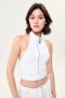 AHT126 Collared zip up rib crop top