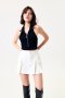 AHT126 Collared zip up rib crop top