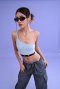 AHT112 Double strap one shoulder crop top