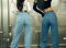 AHJ001 Signature wide leg straight jeans