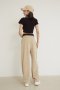 AHP025 Rib waist straight pants