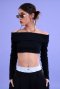 AHT113 Rib off Shoulder long sleeve crop top