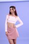 AHT113 Rib off Shoulder long sleeve crop top