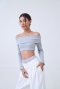 AHT113 Rib off Shoulder long sleeve crop top