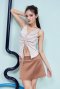 AHT122 Satin drawstring sleeveless top