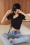 AHT044 One-side pull crop top