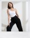 AHT049 Double strap one shoulder rib top