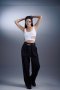 AHT092 U-neck cut out rib crop top