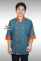 เสื้อกุ๊กแขนสามส่วน สีเทา แต่งปกและกุ๊น สีส้ม
