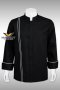 เสื้อกุ๊ก เสื้อเชฟ ชุดเชฟ เสื้อพ่อครัว อ๊อกฟอร์ด แขนยาว สีดำกุ๊นขาว (FSS0209)