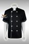 เสื้อกุ๊ก เสื้อเชฟ ชุดเชฟ เสื้อพ่อครัว แขนสั้น สีดำกุ๊นขาว (FSS0106)