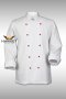 Red stud buttons white long sleeve chef jacket