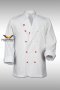 เสื้อกุ๊ก เสื้อเชฟ ชุดเชฟ เสื้อพ่อครัว แขนยาว สีขาว กระดุมถอดได้ สีแดง (FSS0216)