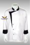 Black stud 5 buttons black-white long sleeve chef jacket