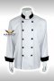 Black colar&cuffs white long sleeve chef jacket