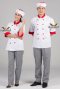 Red collar&cuffs White 3/4 sleeve chef jacket