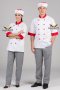 Red collar&cuffs White 3/4 sleeve chef jacket
