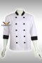เสื้อกุ๊ก เสื้อเชฟ ชุดเชฟ เสื้อพ่อครัว แขนสามส่วน สีขาวปกดำ (FSS0305)