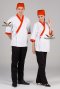 เสื้อกุ๊ก เสื้อเชฟ ชุดเชฟ เสื้อพ่อครัว ญี่ปุ่น สีขาวกุ๊นส้ม (FSS0607)