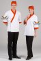 เสื้อกุ๊ก เสื้อเชฟ ชุดเชฟ เสื้อพ่อครัว ญี่ปุ่น สีขาวกุ๊นส้ม (FSS0607)