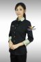 เสื้อพนักงานเสิร์ฟ แขนสี่ส่วน สีดำแต่งสีกากี