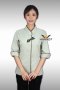 เสื้อพนักงานต้อนรับ แขนสามส่วน สีครีมแต่งกุ๊นสีน้ำตาล
