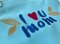 Blue Full apron with embroidered I love mom