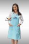 Blue Full apron with embroidered I love mom