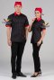 เสื้อพนักงานเสิร์ฟ เสื้อเสิร์ฟ เสื้อเชิ้ต เสื้อฟอร์ม เสื้อพนักงานต้อนรับ ชุดพนักงานเสิร์ฟ สีดำปกคอแดง (SHI1401)