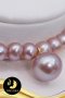 สร้อยข้อมือมุกล้วน ความยาว 16-18 cm. มุกทรงกลมคละมุกทรงไข่ สีม่วง เกรด AAA ขนาด 4 mm. ห้อยโซ่หัวใจ (ปรับระดับได้) [ทองแท้18K] / SN0450ZB429